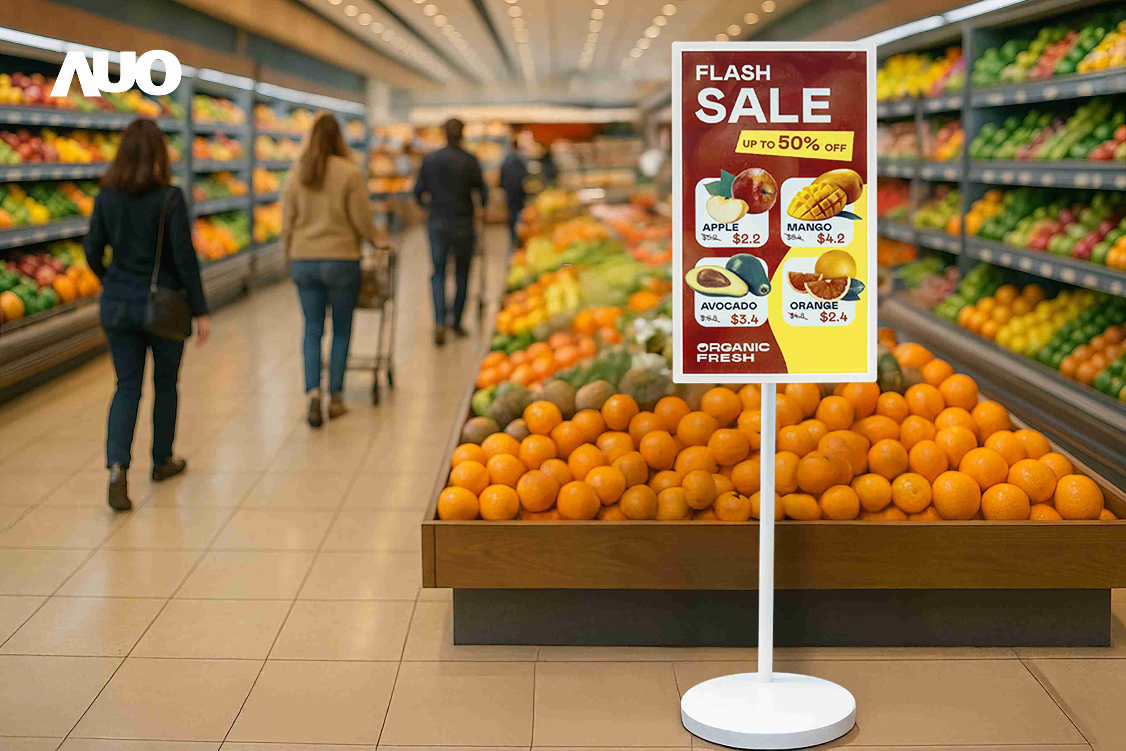 达擎首亮相低功耗、、全彩的〝aecoPost电子纸解决方案〞，，，，仅在更新画面时需要微量的电力驱动，，，，无需布建电线的便捷设计，，使其可灵活应用、、、随意置放，，，，并可透过云端或行动装置app，，，轻松管理及排程广告内容，，，，晋升店头营销利器。。